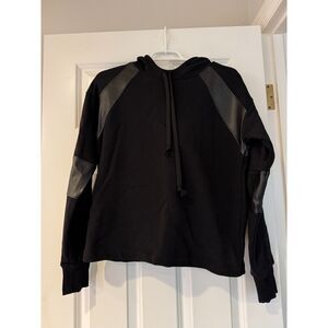 Women's EVEREVE Nickie Faux Leather Hoodie in Black, Size Small